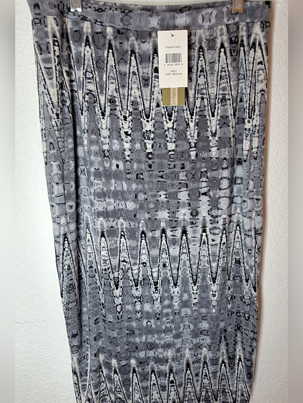 NWT Matty M Gray and White Patterned Pencil Skirt SZ M
